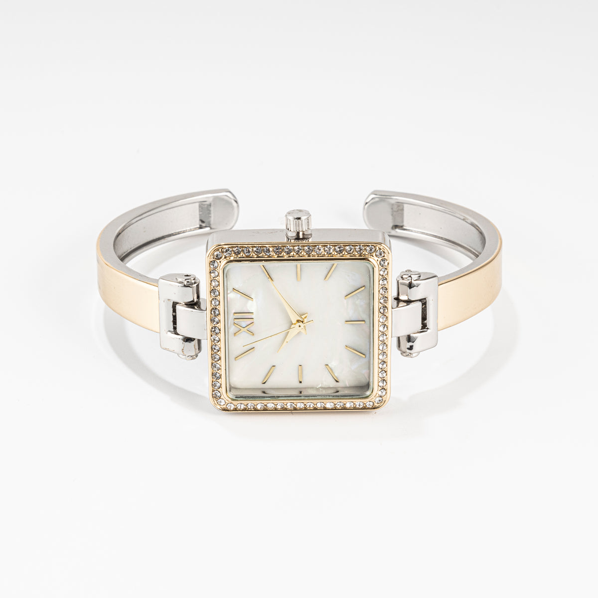 Two-Tone Dazzling Square Cuff Watch