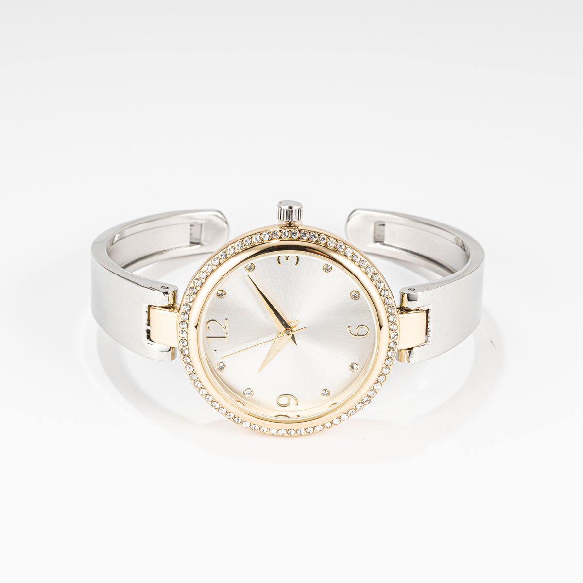 Crystal Studded Two-Tone Cuff Watch