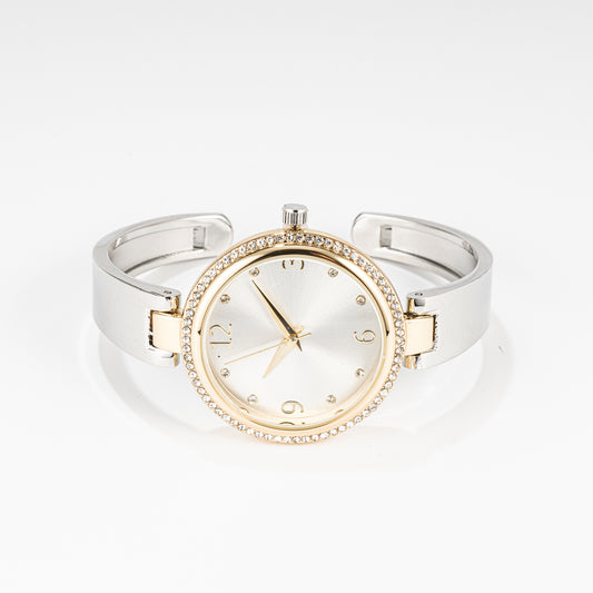 Crystal Studded Two-Tone Cuff Watch