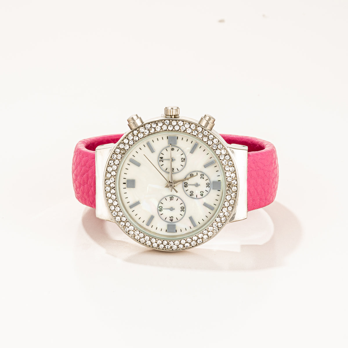 Bubble Pink Cuff Watch With Crystal Accents