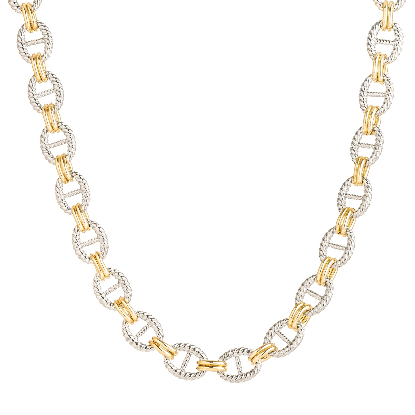 36" 18k Gold Plated Two Tone Chunky Chain Necklace