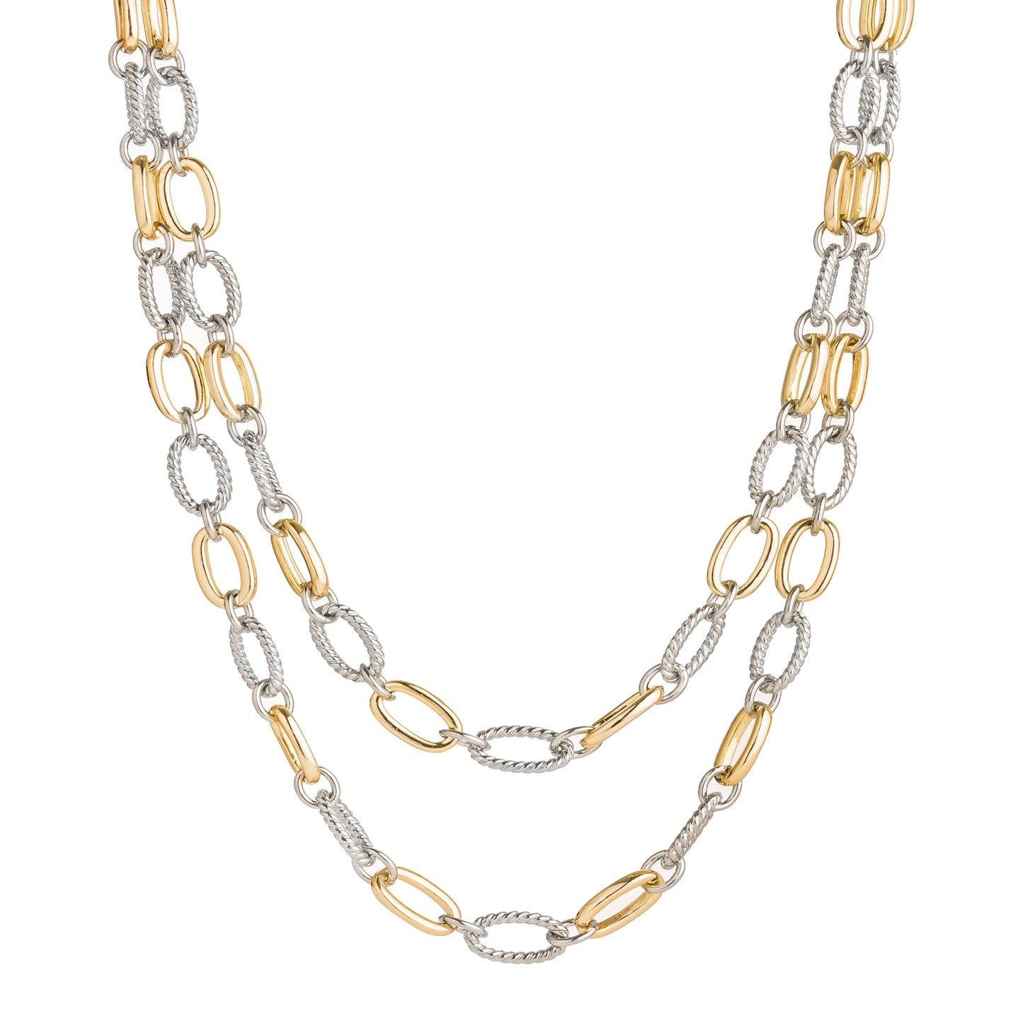 27" 18k Gold Plated Two Tone Chunky Oval Link Chain Necklace