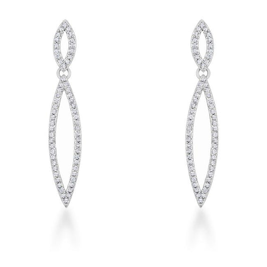 Sara 1.2ct CZ Rhodium Delicate Double Teardrop Drop Earrings