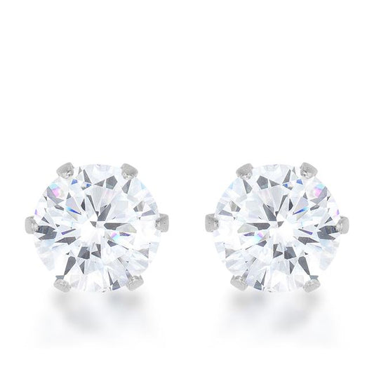 Reign 3.4ct CZ Rhodium Stainless Steel Stud Earrings