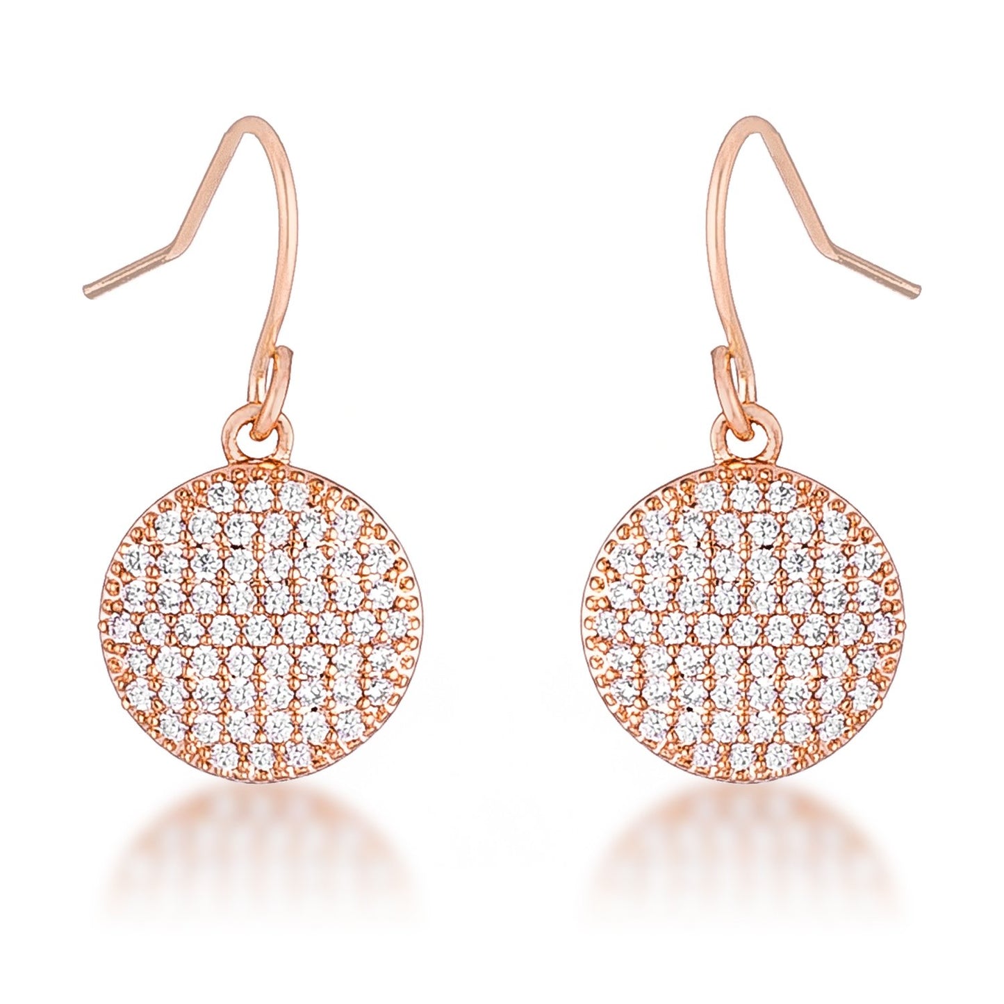 .6 Ct Elegant CZ Rose Gold Plated Disk Earrings
