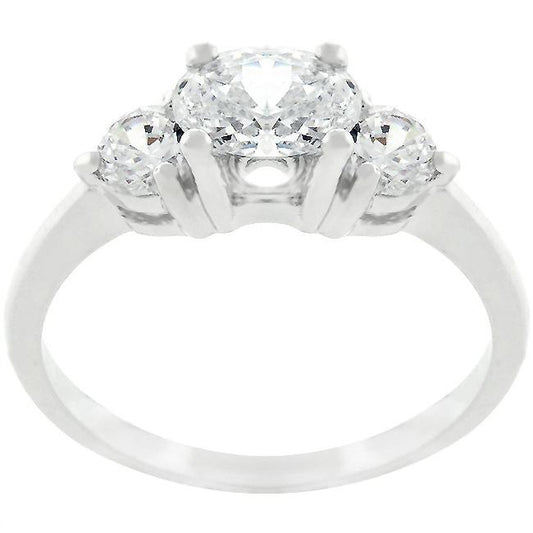 Oval Serenade Triplet Ring in Silvertone Finish