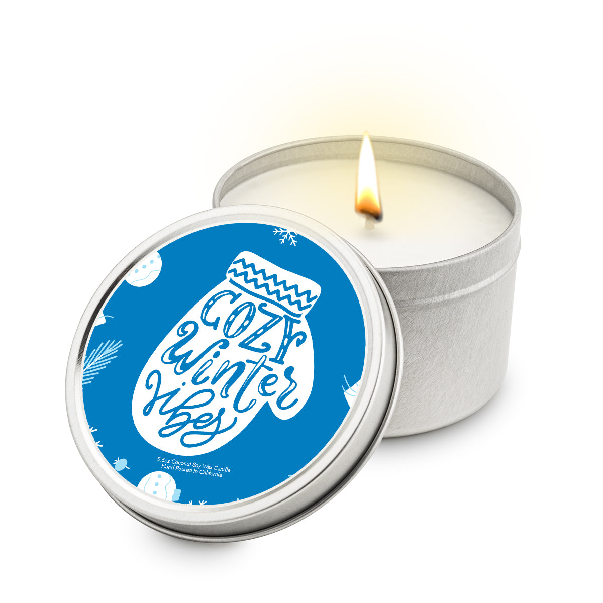 Cozy Winter Vibes 5.5 oz Soy Blend Travel Candle Tin