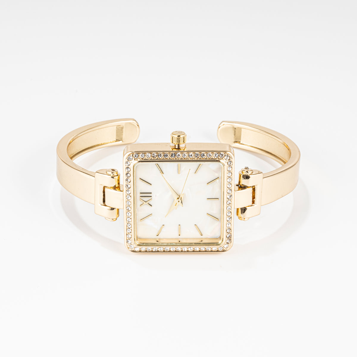 Gold Tone Dazzling Square Cuff Watch