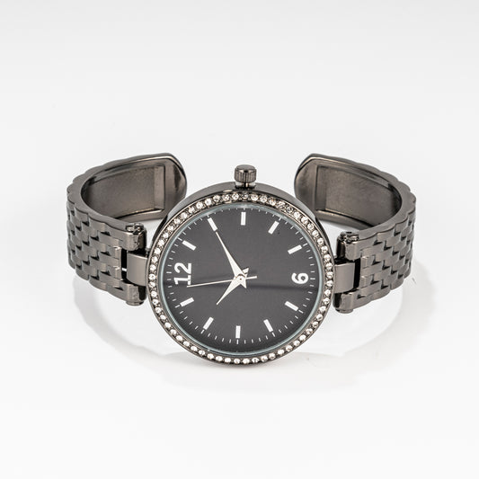 Gunmetal Bling Cuff Watch