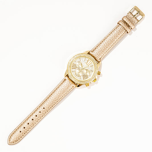 Champagne Gold Watch With Crystals