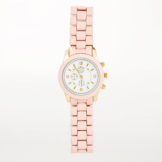 Light Pink Watch With Crystal Accents