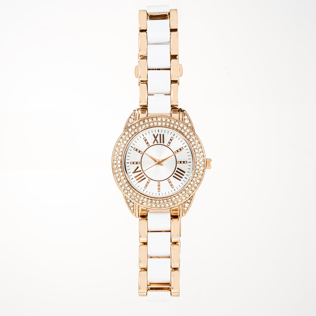 Rose Gold Tone Crystal Watch