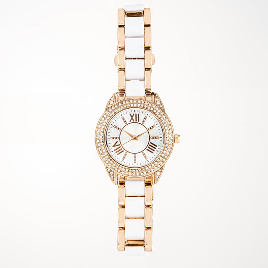 Rose Gold Tone Crystal Watch