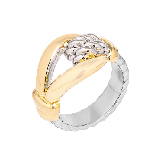 Contemporary Two Tone Interlocking Ring