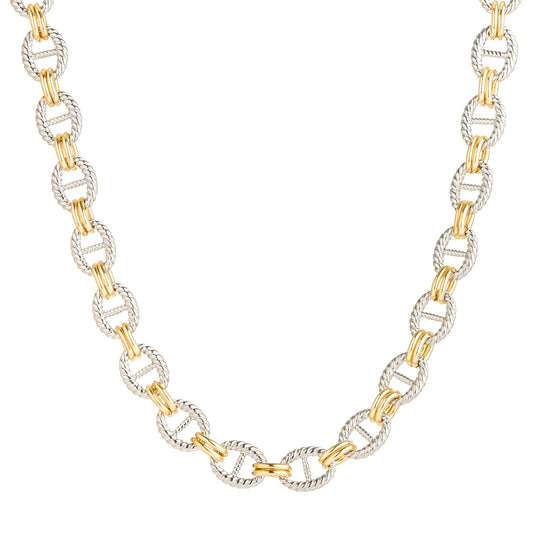 36" 18k Gold Plated Two Tone Chunky Chain Necklace