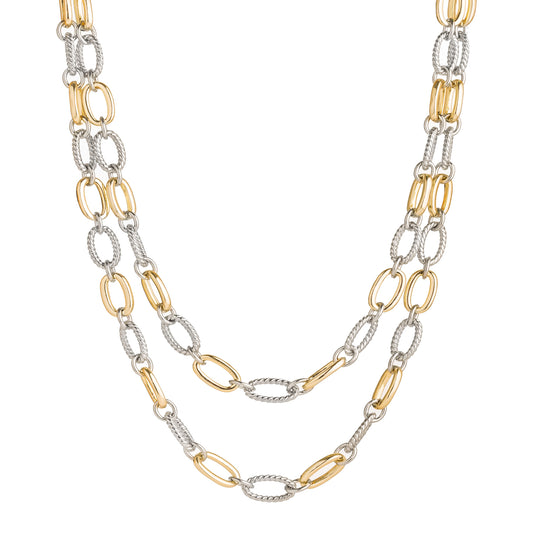27" 18k Gold Plated Two Tone Chunky Oval Link Chain Necklace