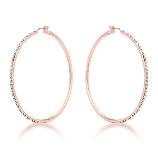 Large Rosegold Hoop Earrings with Crystals
