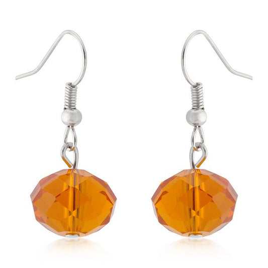 Orange Faceted Bead Earrings