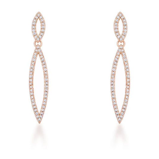 Sara 1.2ct CZ Rose Gold Delicate Double Teardrop Drop Earrings