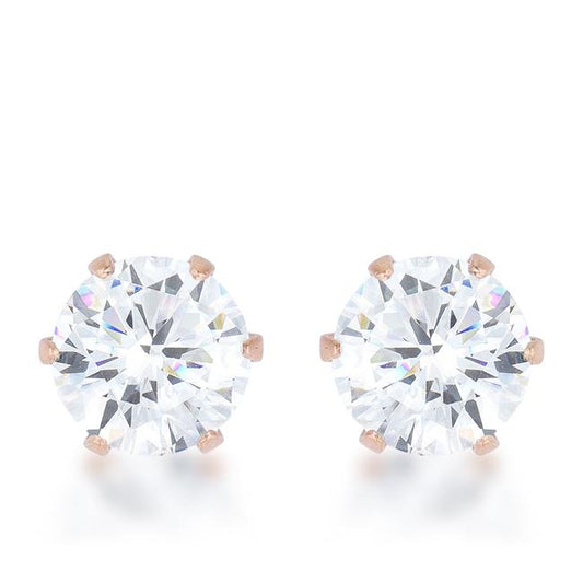 Reign 3.4ct CZ Rose Gold Stainless Steel Stud Earrings