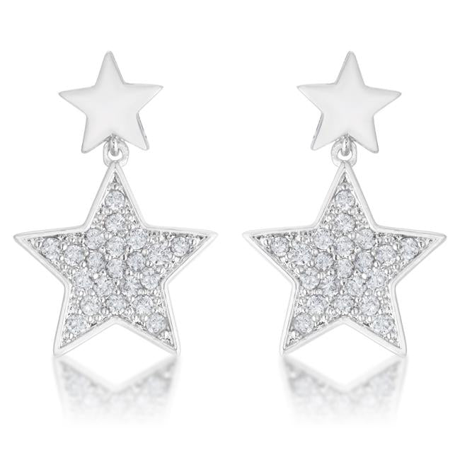 Bianca 0.5ct CZ Rhodium Star Drop Earrings