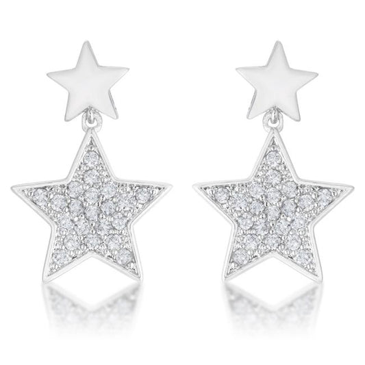 Bianca 0.5ct CZ Rhodium Star Drop Earrings