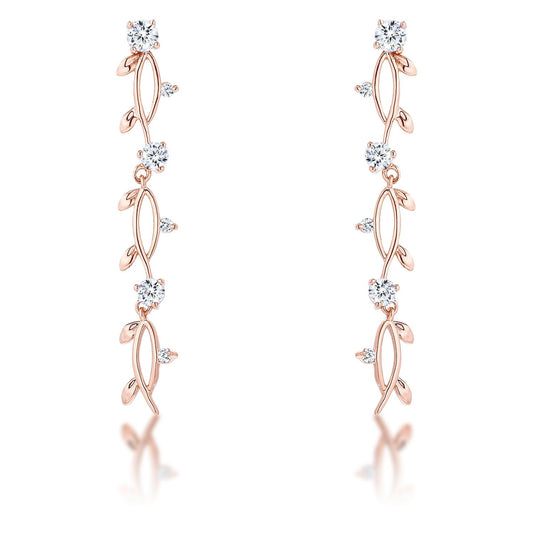 1.1Ct Vine Design Rose Gold Plated Earrings