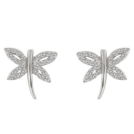 Cubic Zirconia Dragonfly Earrings