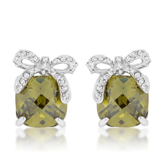 Olivine Drop Earrings with Bow