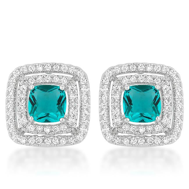 Aqua Halo Stud Earrings