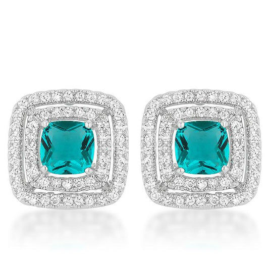 Aqua Halo Stud Earrings