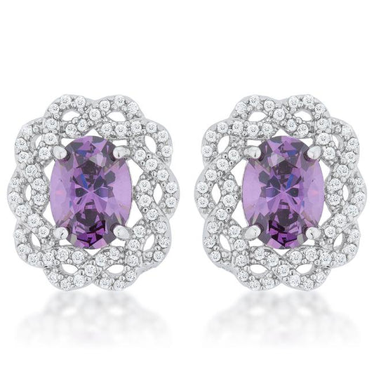 Amethyst Oval Stud Earrings