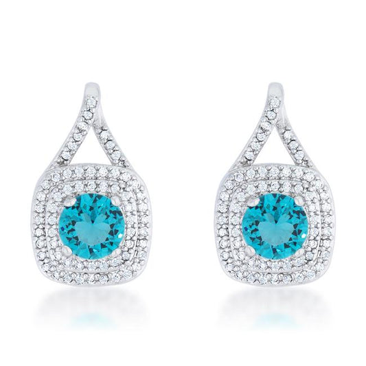 Christal 2.3ct Aqua CZ Rhodium Classic Drop Earrings