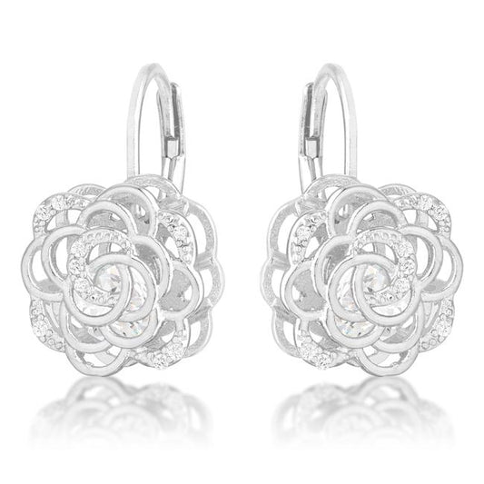 Maya 1.5ct CZ Rhodium Rose Drop Earrings