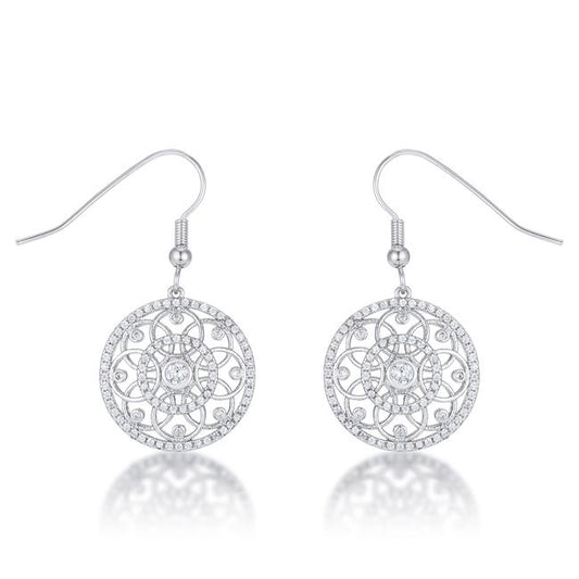 .95 Ct Interlocking Circle Rhodium and CZ Earrings
