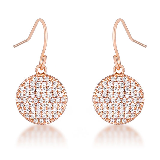 .6 Ct Elegant CZ Rose Gold Plated Disk Earrings