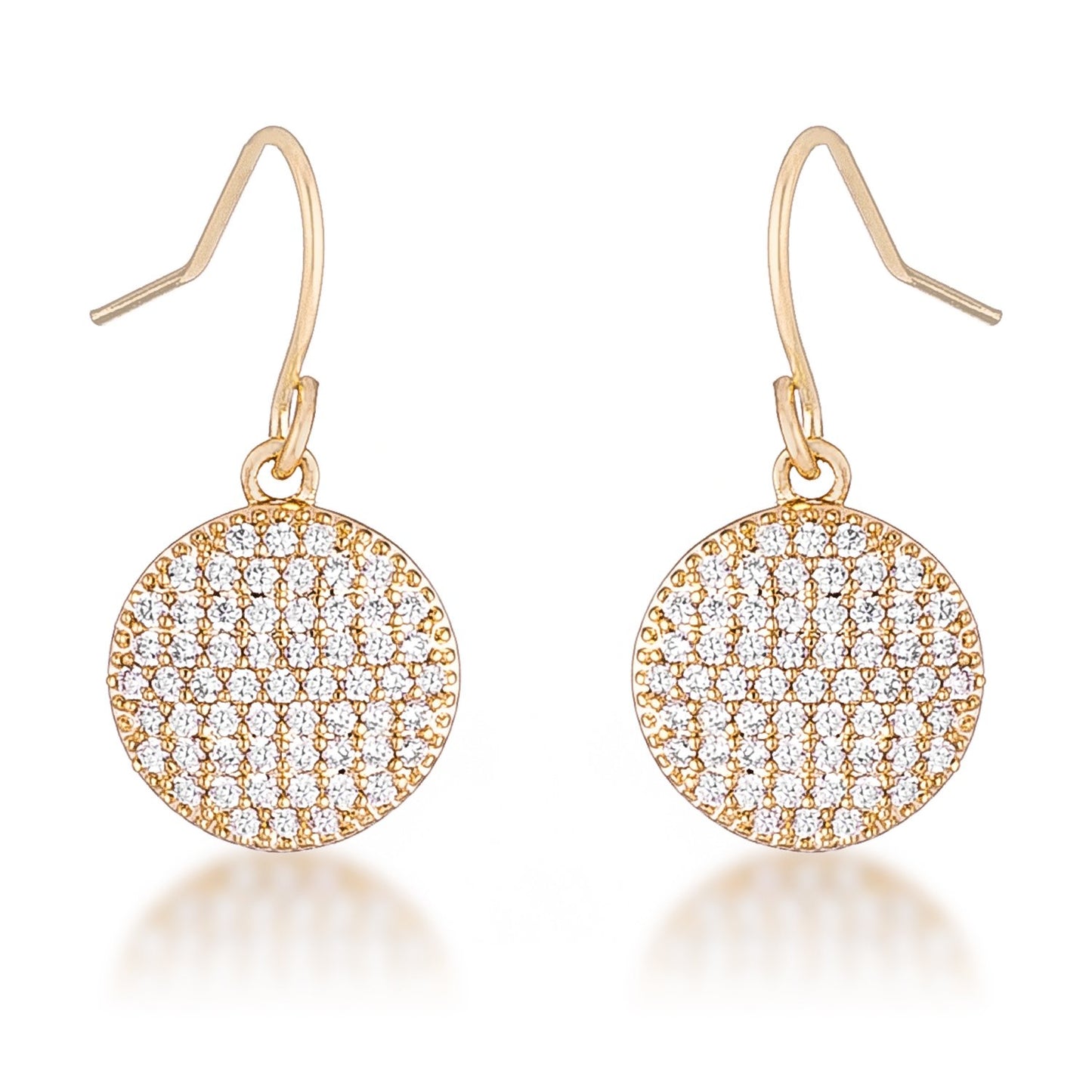 .6 Ct Elegant CZ Gold Plated Disk Earrings