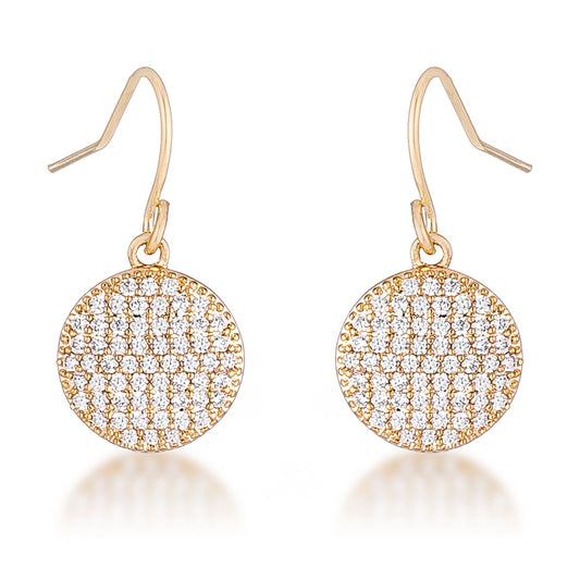 .6 Ct Elegant CZ Gold Plated Disk Earrings