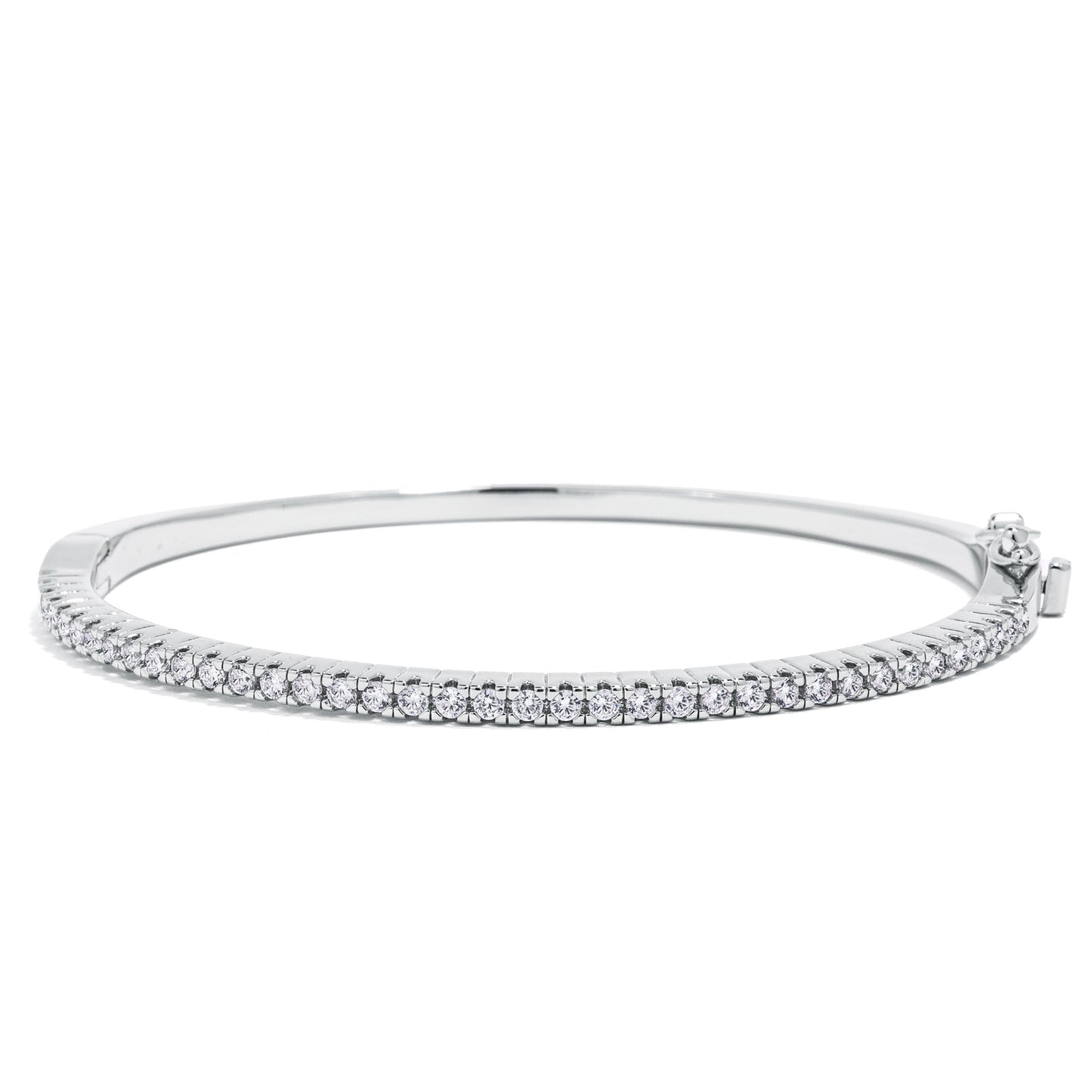 IPG Rhodium Plated Stainless Stackable CZ Bangle