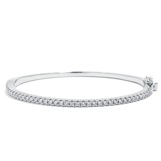 IPG Rhodium Plated Stainless Stackable CZ Bangle