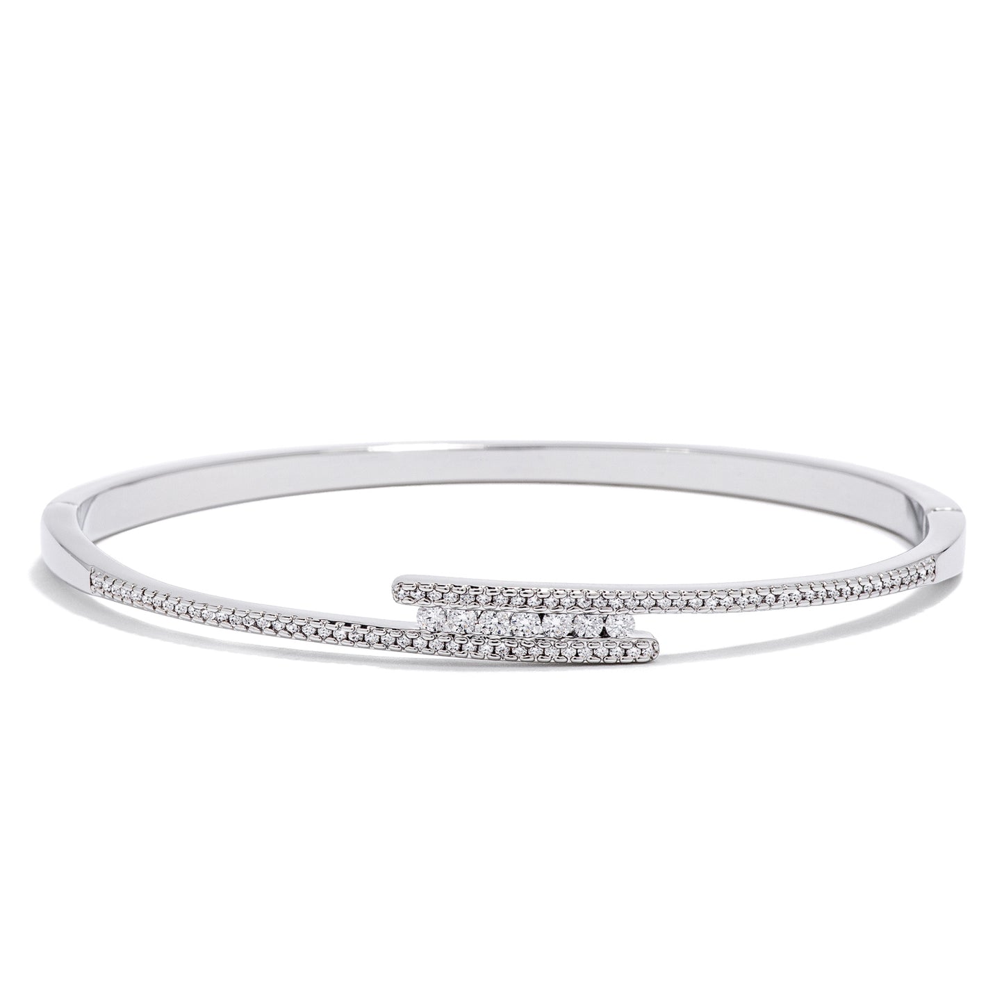 Delicate Rhodium Plated CZ Bangle