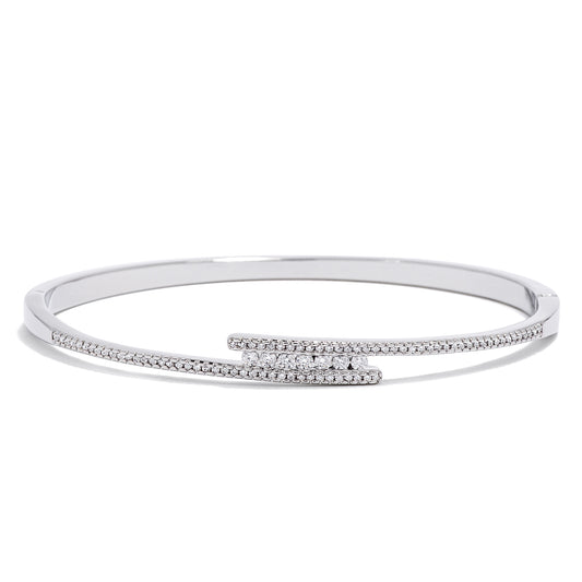 Delicate Rhodium Plated CZ Bangle