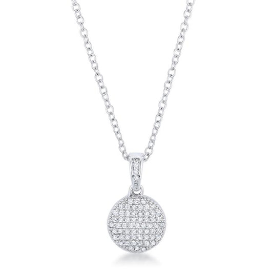 Rhodium Necklace with CZ Disk Pendant