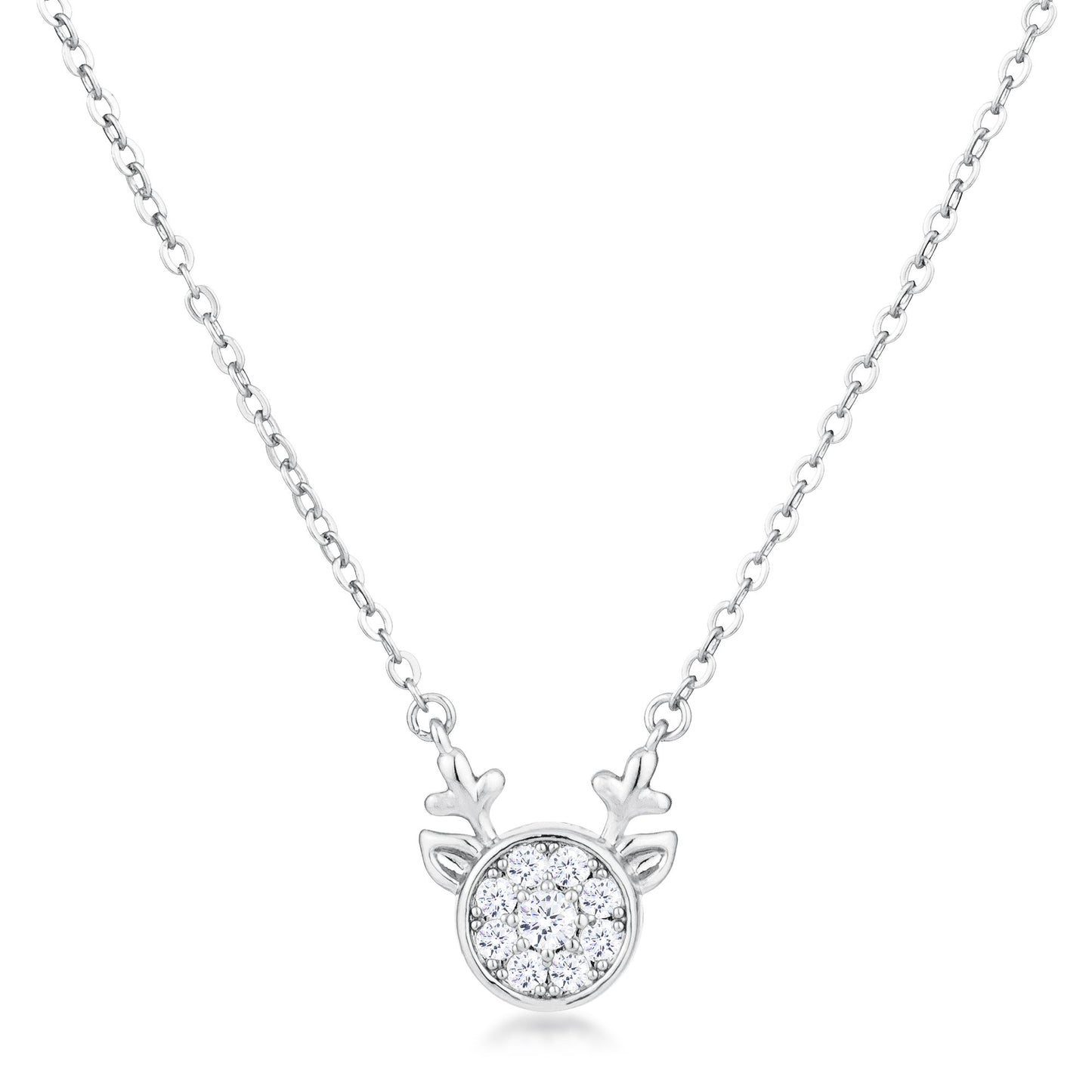 3.88Ct Rhodium Reversible Peach CZ Reindeer Pendant
