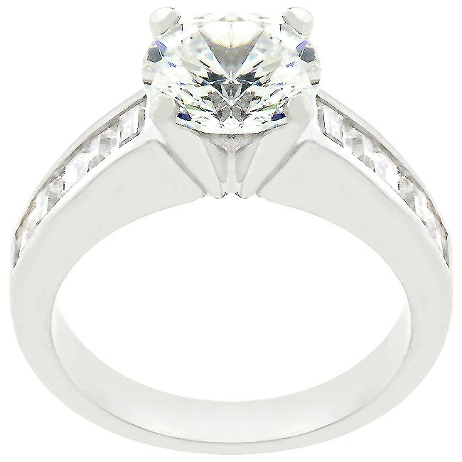 Classic Rhodium Plated Engagement Ring