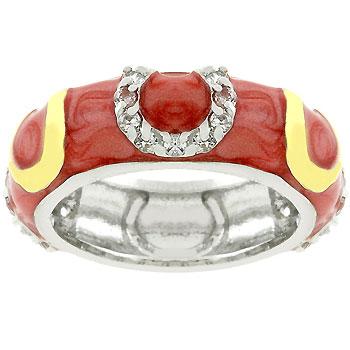 Double Pink Enamel Horseshoe Ring