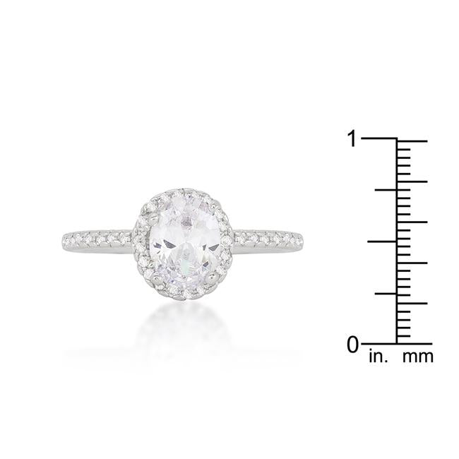 Oval-Cut Floating Halo Cubic Zirconia Engagement Ring