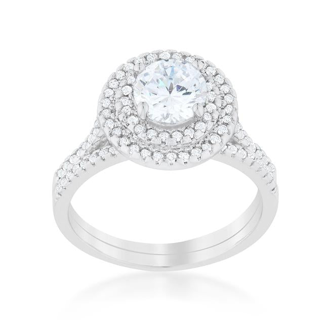 Pave Round Wedding Ring Set