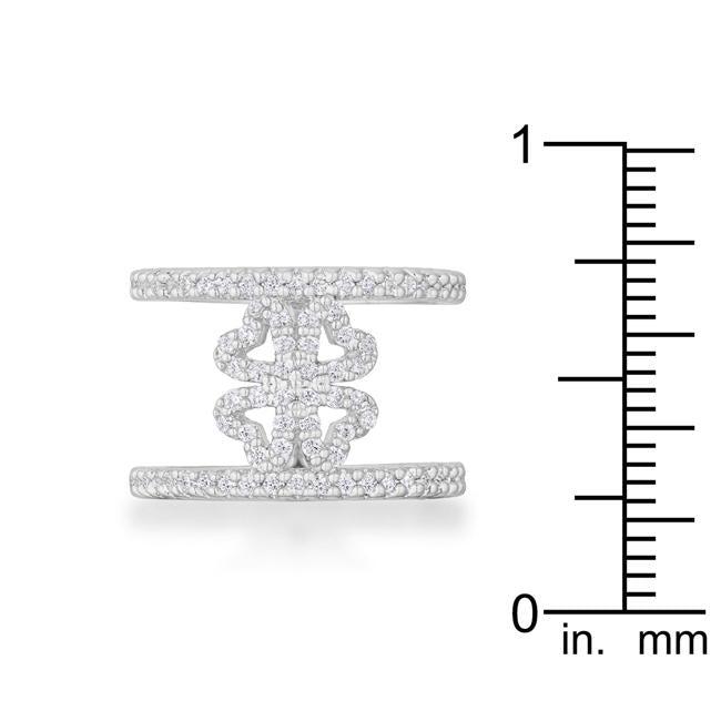 Lauren 0.4ct CZ Rhodium Delicate Clover Wrap Ring