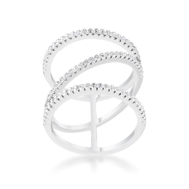 Shauna 0.4ct CZ Rhodium Wide Contemporary Ring